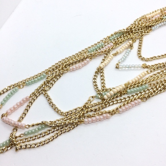 3/$30 MARCIELLI RODRIGUES PASTEL PEARL GOLD LAYERED NECKLACE BEADED BEADS BOHO - Picture 11 of 12